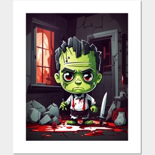 Cute Halloween Frankenstein Posters and Art